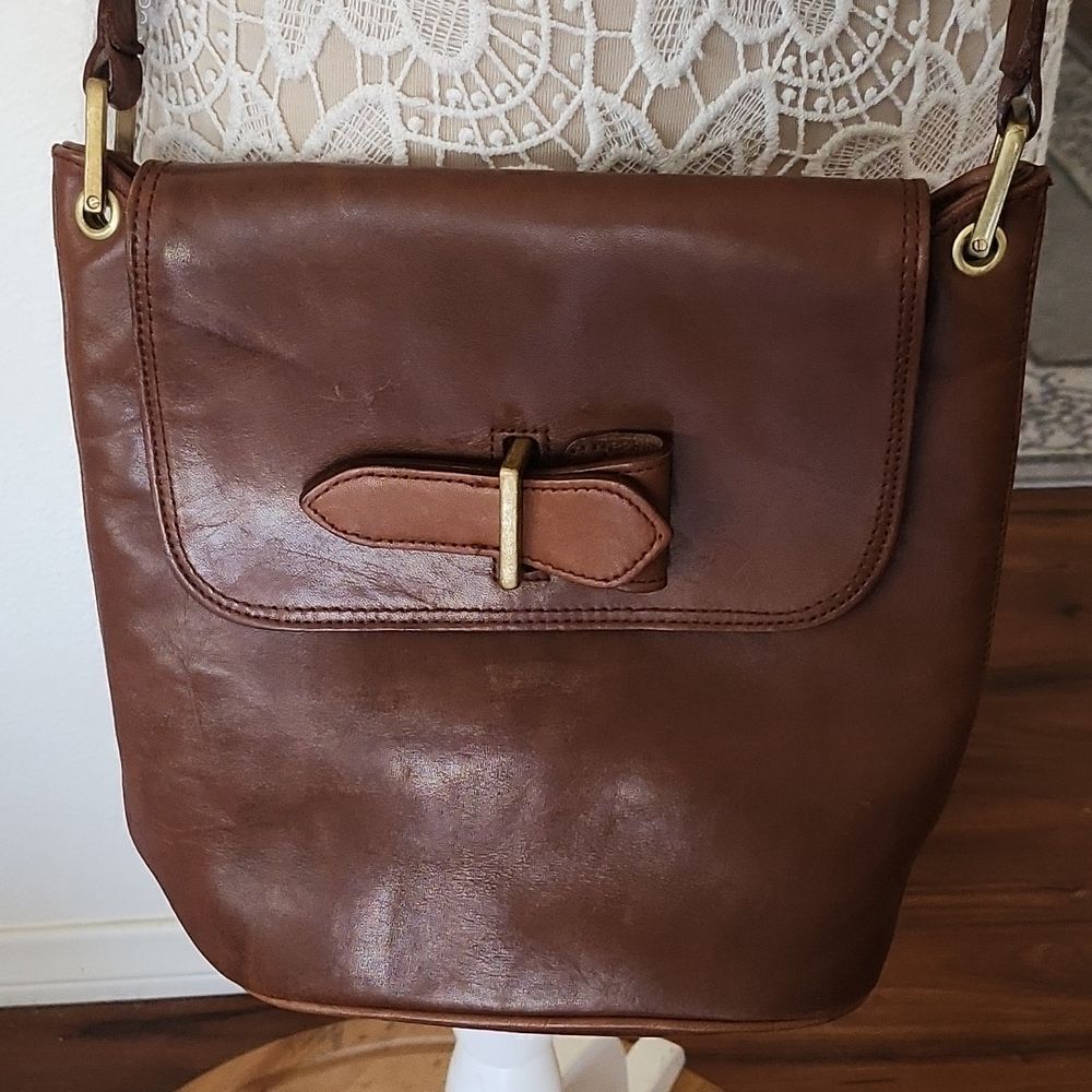 JG Hook Retro Boho Chic Y2K Cowhide Leather Coastal Cowgirl Messenger Bag